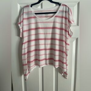American Eagle Outfitters White Tee with Pink Stripes